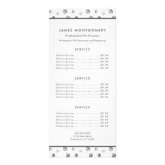 White Black Gray Paw druckt Pet Care Services Werbekarte