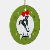 White Black Greyhound Christmas Classic Keramik Ornament (Rechts)