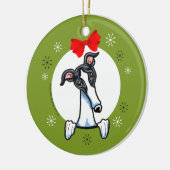 White Black Greyhound Christmas Classic Keramik Ornament (Links)