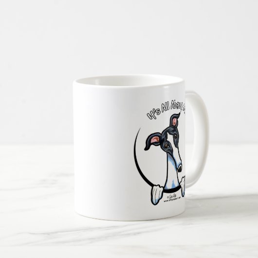 White Black Greyhound IAAM Kaffeetasse (VorderseiteRechts)