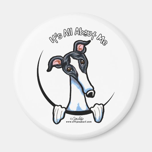 White Black Greyhound IAAM Magnet (Vorne)