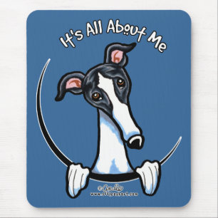 White Black Greyhound IAAM Mousepad