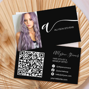 White black hair makeup photo initial qr code visitenkarte
