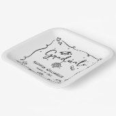 White Black Hand Drawn Doodles Graduation Quirky Pappteller (Gewinkelt)