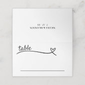 White & Black Heart Wedding Platzkarte (Außenseite Aufgefaltet)