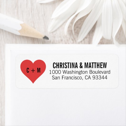 White Black Heart Wedding Rücksendeadresse (Insitu)