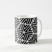 White Black Hexagon Honeycomb Triangle Pattern Kaffeetasse (VorderseiteRechts)