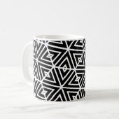 White Black Hexagon Honeycomb Triangle Pattern Kaffeetasse (Vorderseite Links)