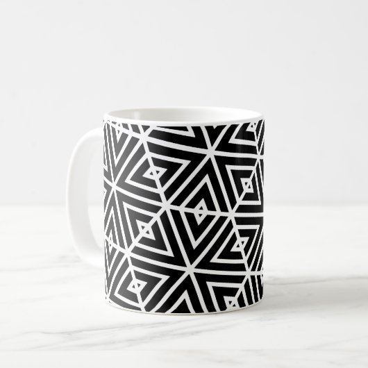 White Black Hexagon Honeycomb Triangle Pattern Kaffeetasse (Vorderseite Links)