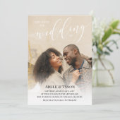 White Black Join US Foto Doppelseitige Hochzeit Einladung (Stehend Vorderseite)