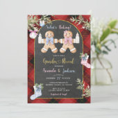 White Black Kariert Cookie Gender Reveal Einladung (Stehend Vorderseite)