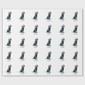White Black Lab Weihnachtsmannmütze Wrapping Paper Geschenkpapier (Flach)