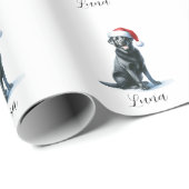 White Black Lab Weihnachtsmannmütze Wrapping Paper Geschenkpapier (Rolleneckpunkt)