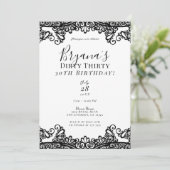 White & Black Lace Chic Dirty 30. Geburtstag Einladung (Stehend Vorderseite)