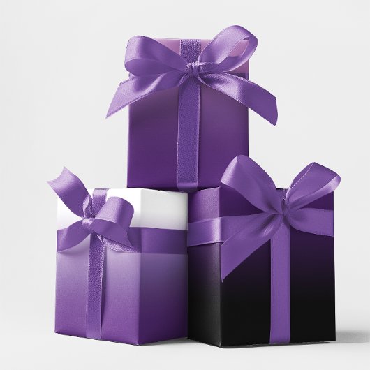 White Black Lavender und Royal Lila Ombre Mix Geschenkpapier Set