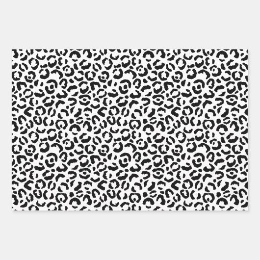 White Black Leopard Zebra Animal Print Geschenkpapier Set (Vorderseite 3)