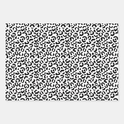White Black Leopard Zebra Animal Print Geschenkpapier Set (Vorderseite)