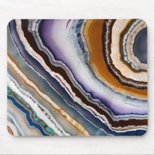 White Black Lilac Blue Terracotta Agate Geode Mousepad
