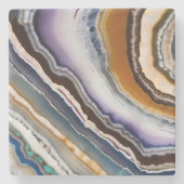 White Black Lilac Blue Terracotta Agate Geode Steinuntersetzer (Vorderseite)