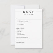 White & Black Line Simple Wedding RSVP Karte (Vorderseite)