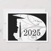 White & Black Man Silhouette 2025 Graduation Party Einladung (Vorderseite)