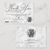 White Black Marble Script Kunde Vielen Dank Visitenkarte (Vorne/Hinten)