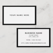 White Black Minimal Business Card Visitenkarte (Vorne/Hinten)