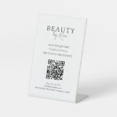 White & Black Minimal Elegant Salon QR-Code Sockelschild (Vorderseite)