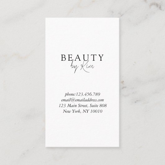 White & Black Minimal Elegant, Salon QR Code Visitenkarte (Vorderseite)