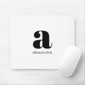 White Black Minimal Monogram Modern Elegant Mousepad (Mit Mouse)