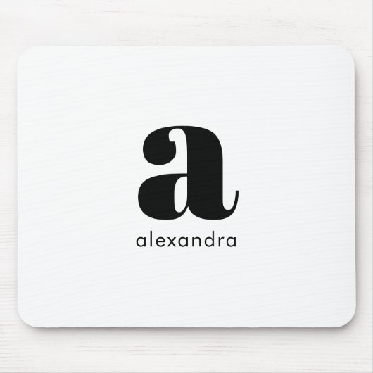 White Black Minimal Monogram Modern Elegant Mousepad (Vorne)