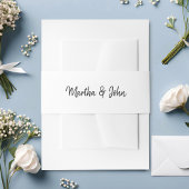 White & Black Minimal Script Hochzeit Einladungsbanderole