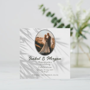 White Black Minimalist Wedding Invitation ,photo  Einladung