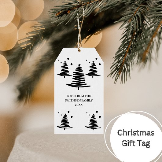 White Black Minimalistische Weihnachtsbaumen Gesch Geschenkanhänger
