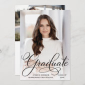 White Black Modern 2 FOTO Graduation Party Einladung (Vorne/Hinten)