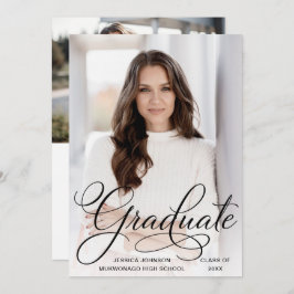 White Black Modern 2 FOTO Graduation Party Einladung