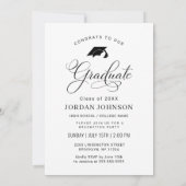 White Black Modern FOTO Graduation Party Einladung (Rückseite)