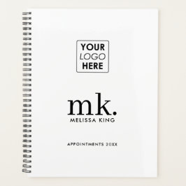 White Black Modern Monogram Firmenlogo Planer
