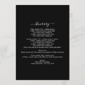 White Black Monogram Initials Wedding Tour Programm (Rückseite)