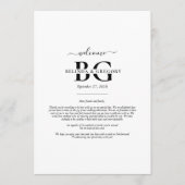 White Black Monogram Initials Wedding Tour Programm (Vorderseite)