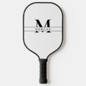 White Black Monogram Name Minimal personalized Pickleball Schläger (Vorderseite)