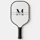 White Black Monogram Name Minimal personalized Pickleball Schläger (Rückseite)