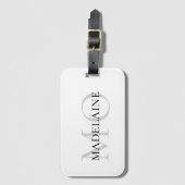 White Black Monogram Personal Travel Gepäckanhänger (Vorderseite Vertikal)