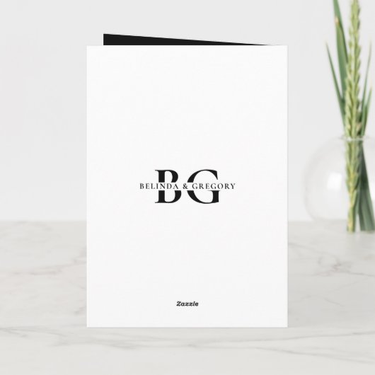 White Black Monogram Wedding Order of Service Programm (Rückseite)