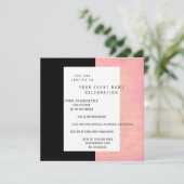 White Black Musiknotens Konzert Rose Gold Lachs Einladung (Stehend Vorderseite)