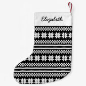 White Black Nordic Christmas Sweater Pattern Kleiner Weihnachtsstrumpf (Rückseite)