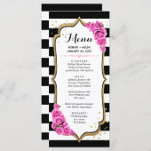 White Black Pink Gold Menü Karte (Vorne/Hinten)
