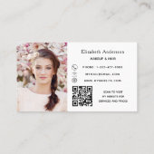 White Black QR Code Foto Visitenkarte (Rückseite)