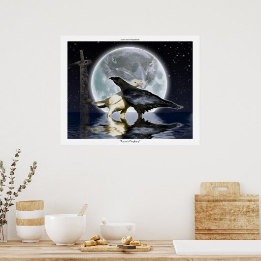 WHITE & BLACK RAVENS, TOTEM & MOON Art Poster (Küche)
