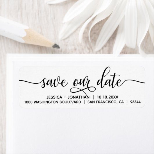 White Black RETTE UNSERE DATUM Hochzeit Rücksendea (Insitu)